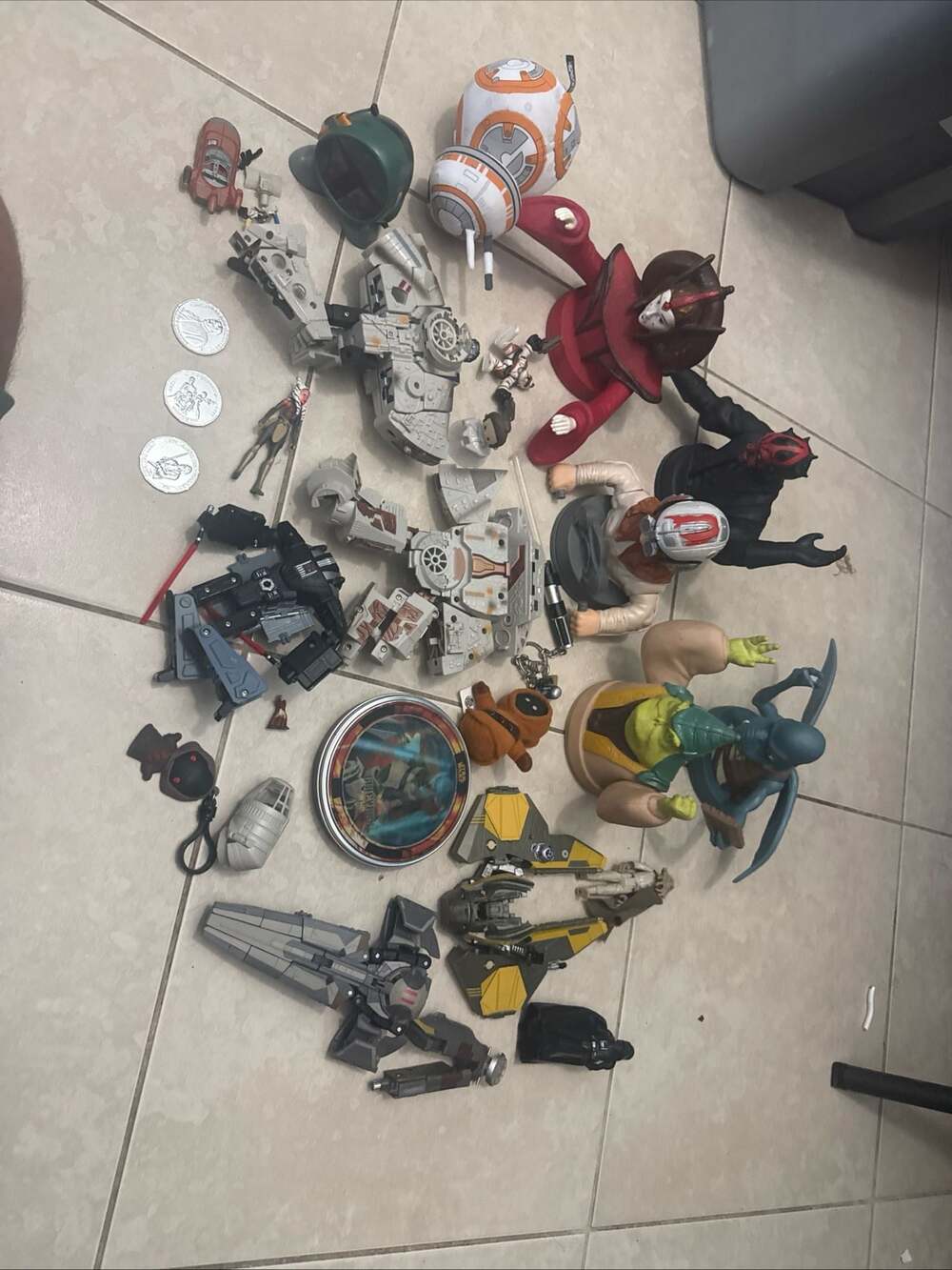 Star Wars Action Figures and Collectibles Lot Transformers Ships Busts Coins